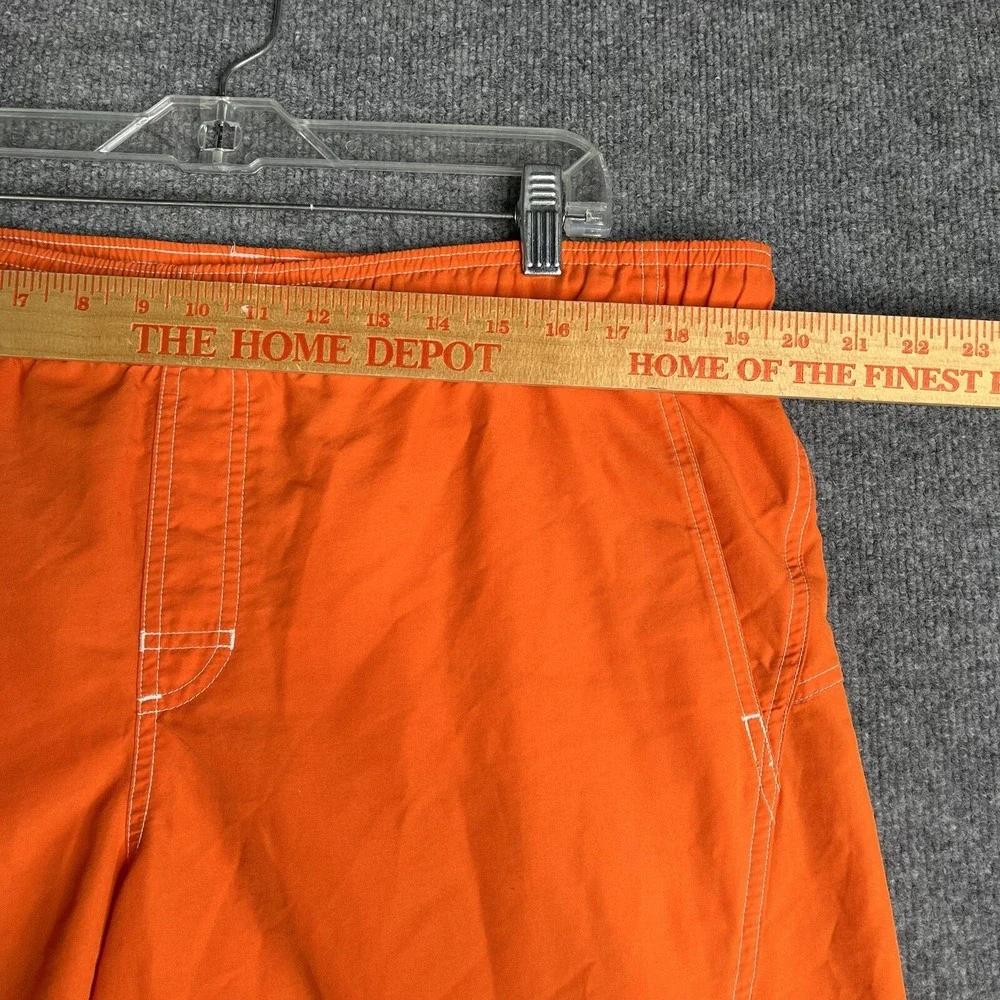 Vintage Y2K Nike Shorts Swim‎ Trunks Men L Orange Drawstring Mesh Lined Spellout